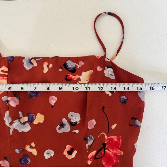 Hutch Declan Floral Midi Dress‎ Women’s Size 2 Brown Sleeveless Square Neckline - Picture 12 of 14